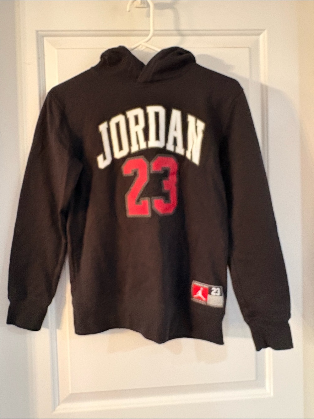 Jordan Black Pullover Hoodie with Red 23 and White Script